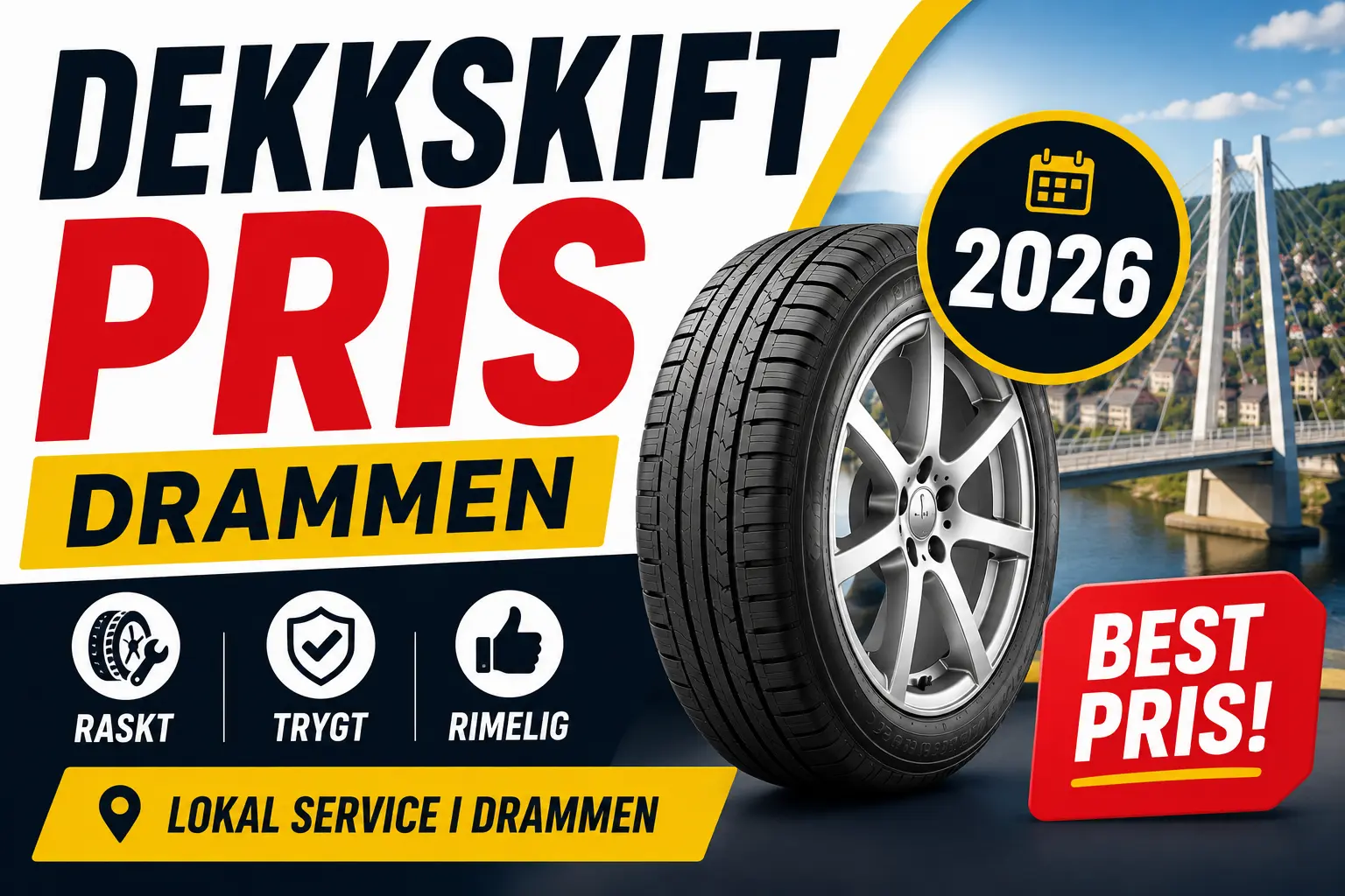 dekkskift pris Drammen 2026,
