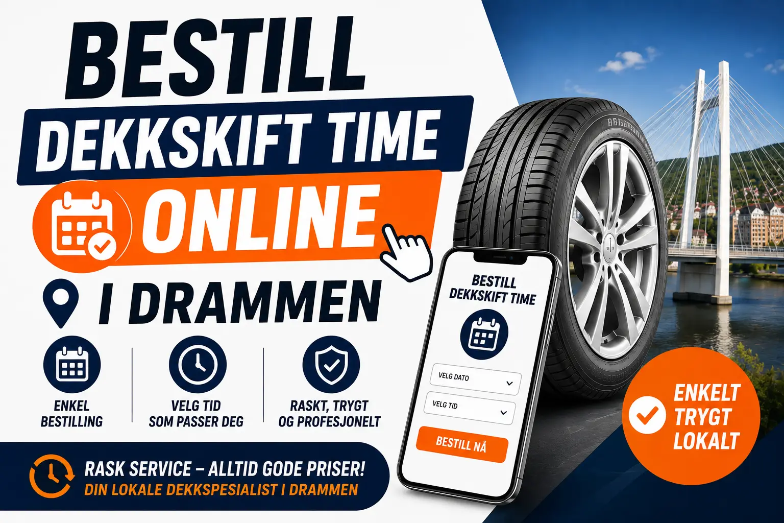 bestill-dekkskift-time-online-i-drammen, dekkskift firmabil