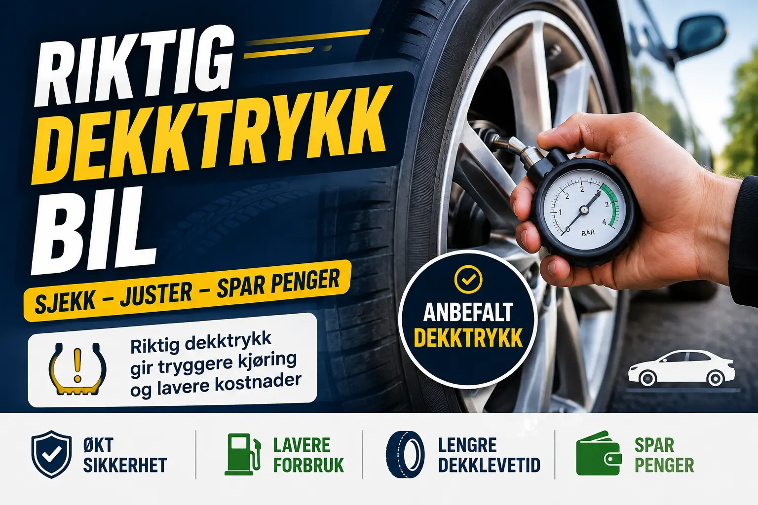 riktig dekktrykk bil